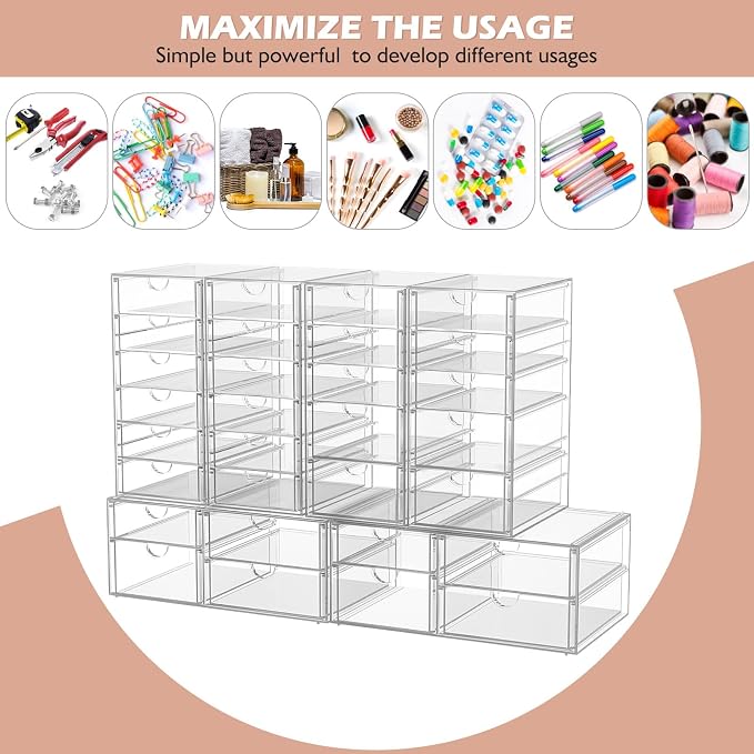 Makeup Organizer Storage with 30 Drawers, Desk Organizers, Dustproof Drawer and - Image 6