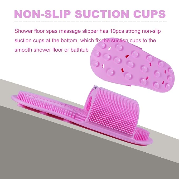 Shower Foot Scrubber with Non-Slip Suction Cups, Silicone Bristle Shower Foot - Image 3