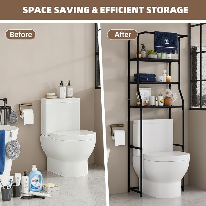 Over The Toilet Storage Shelf, 3-Tier Freestanding Bathroom Organizer - Image 6