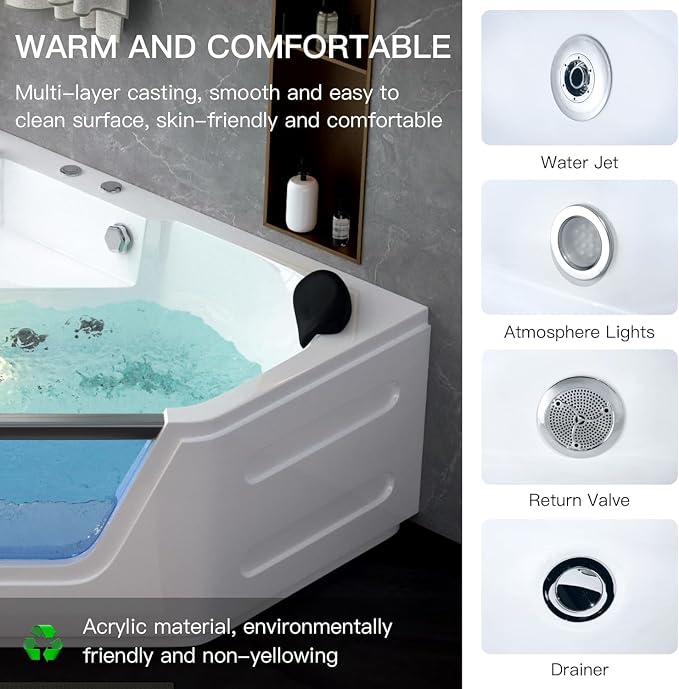 59 Inch Corner Jetted Tub - Image 6