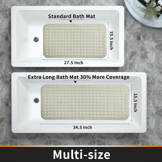 Yimobra Non Slip Bath Mat, Super Strong Suction Cups, 34.5"x15.5"Long Tub Mat - Image 6