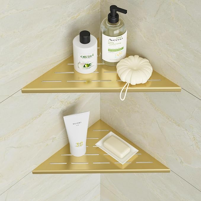 Neodrain 10 Inch Golden Corner Shower Shelves, 304 Stainless Steel Shower by Neodrain