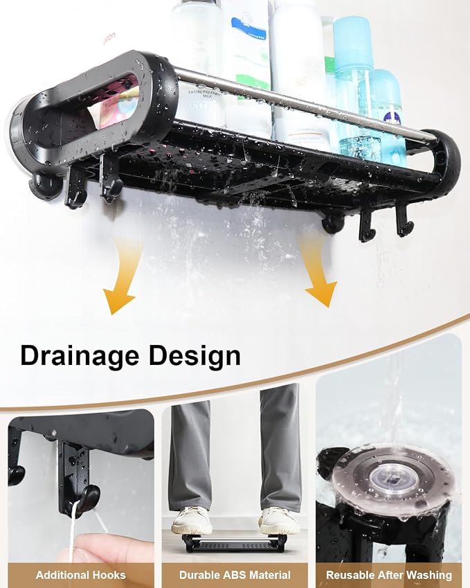 JOTPE Suction Cup Shower Shelf, Removable Shower Caddy Suction Cup - Image 3