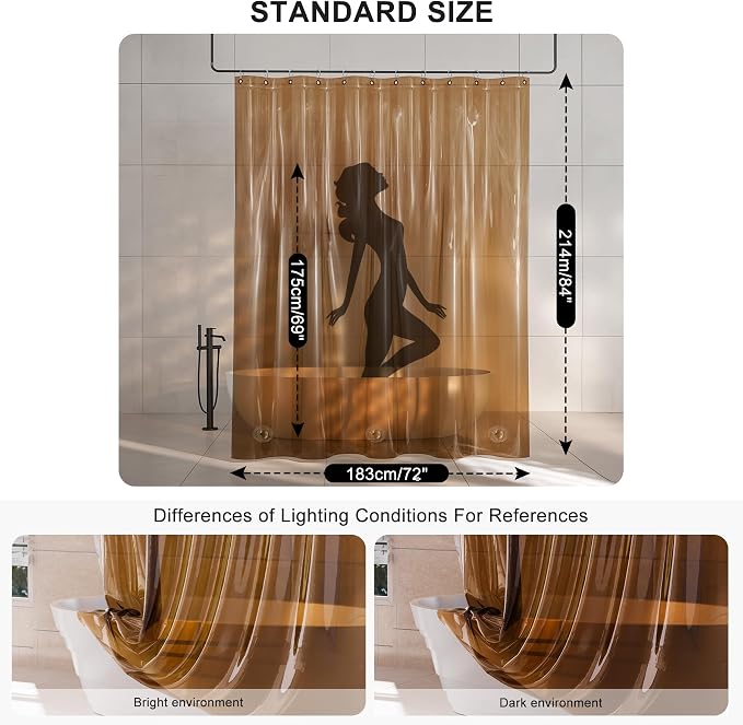 AmazerBath Extra Long Shower Curtain Liner, 100% EVA Clear Amber Heavy Duty 84 - Image 2