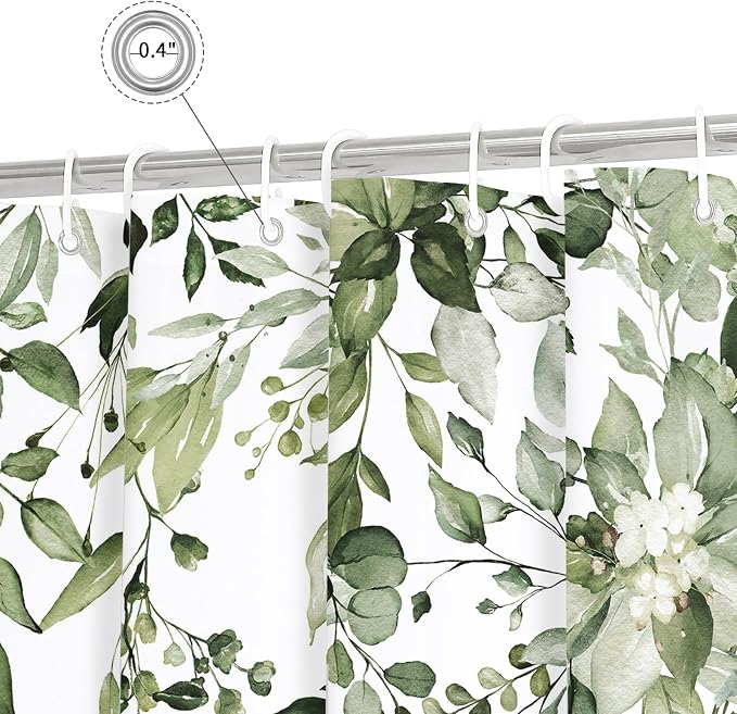Gibelle Long Shower Curtain 72 x 78, Tall Olive Green Floral Shower Curtain - Image 5