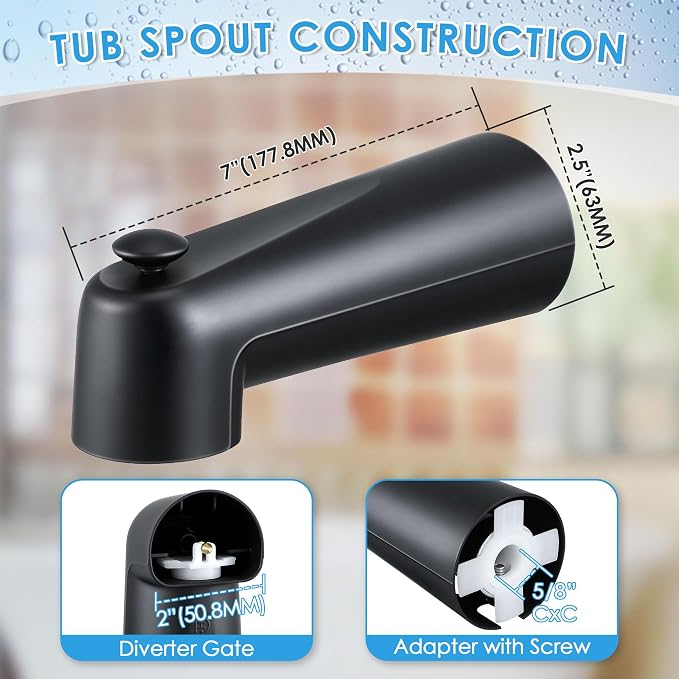 Enhon 7 Inch Slip on Tub Spout - Image 2