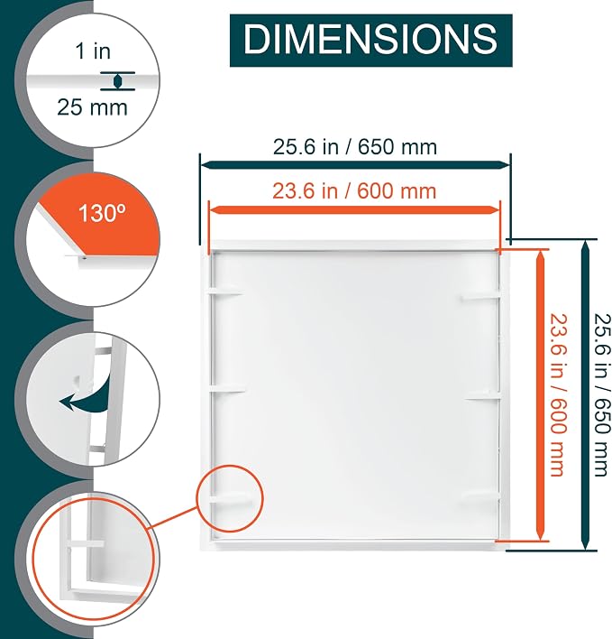 24" x 24" White Metal Access Panel. Service Shaft Door Panel - Image 2