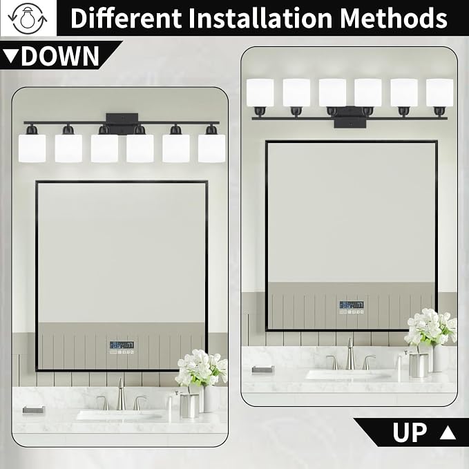 6-Light Black Vanity Lights for Bathroom, Modern Bathroom Vanity Lighting - Image 4