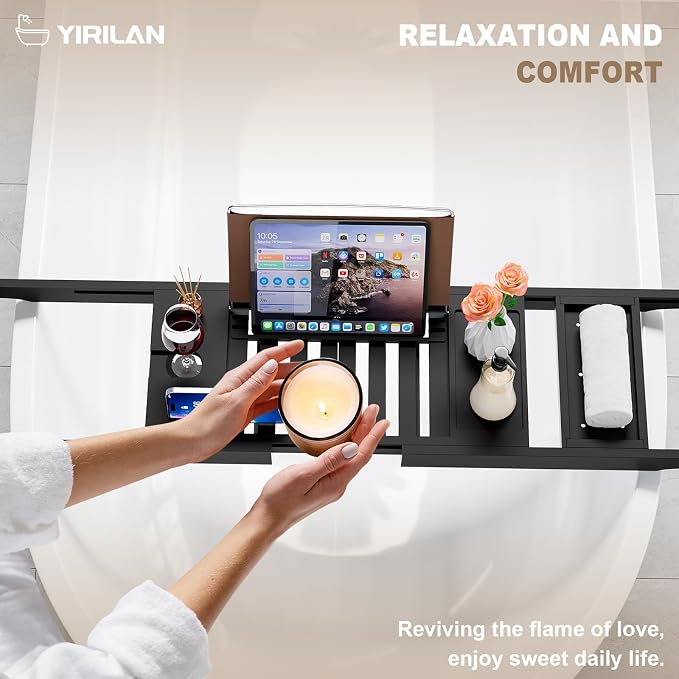 Yirilan Foldable Bathtub Caddy, Expandable Bath Tray, Unique House Warming Gifts - Image 5