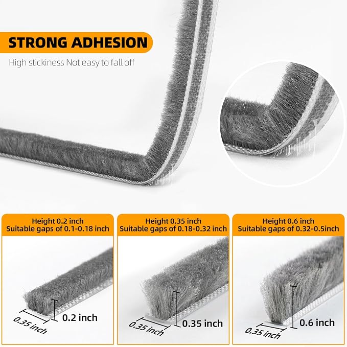 40FT Brush Weather Stripping Door Window Seal - Image 2