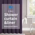 2-in-1 Waterproof Fabric Shower Curtain or Liner, Linen Textured, Breathable by THAIGEE