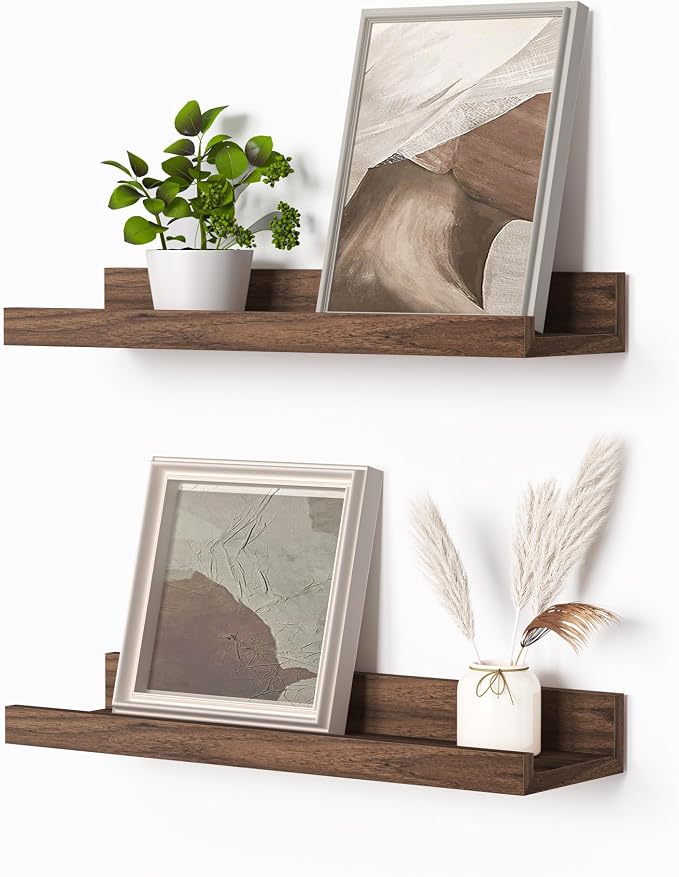 Heimlove Picture Ledge Shelf, Small Floating Shelves Set of 2, 16 Inches by Heimlove