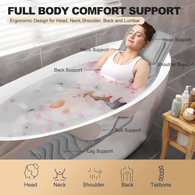 Full Body Bath Pillow for Bathtub, Non-Slip Bath Pillows for Tub, Spa Bathtub - Image 3