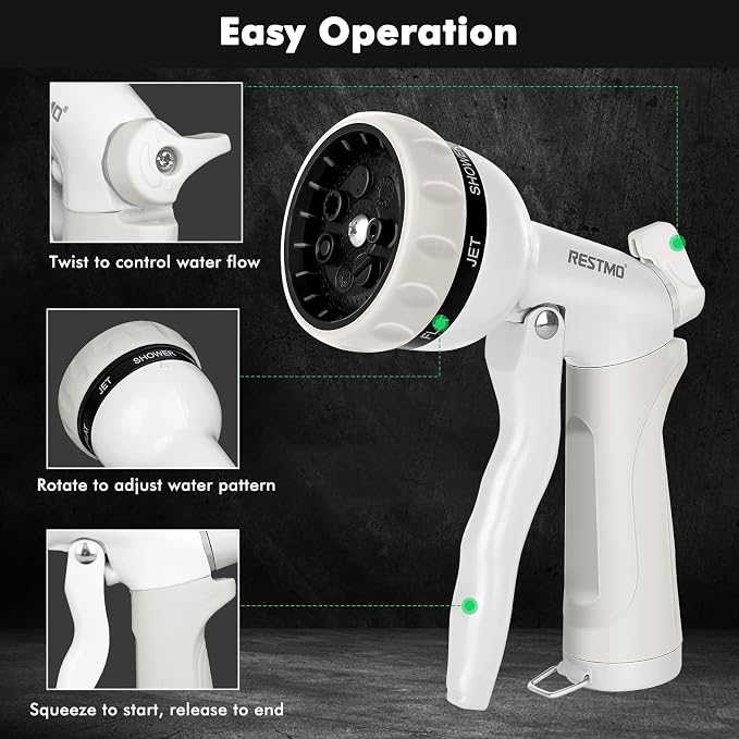RESTMO Garden Hose Nozzle, Heavy Duty Metal Water Hose Nozzle - Image 4