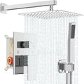 Shower Faucet Set Bathroom Square Rain Shower Head and Handle Set, Wall Mounted by Baetuy