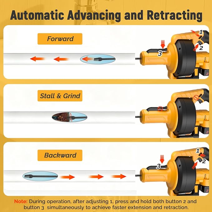 Electric Drain Auger, 21V Cordless Drain Snake, 25Ft Auto-Feed Snake Drain Hair - Image 7