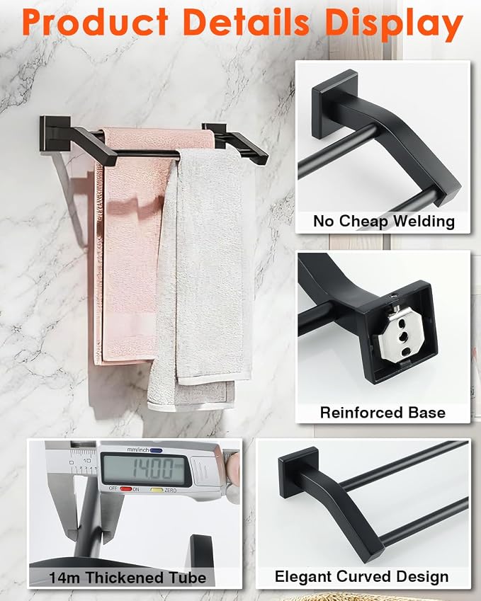 Alise Double Bath Towel Bars Towel Racks - Image 8