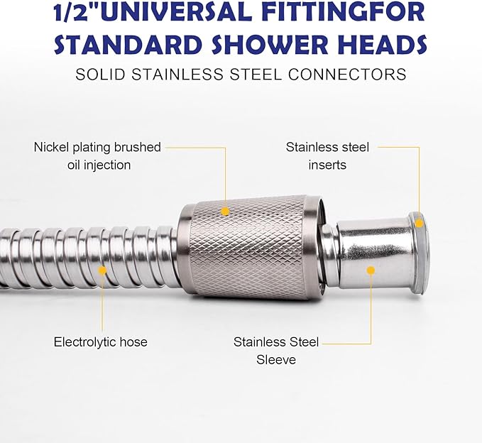 Shower Hose, 70 Inch Extra-Long Stainless Steel Handheld Shower Head Hose - Image 3