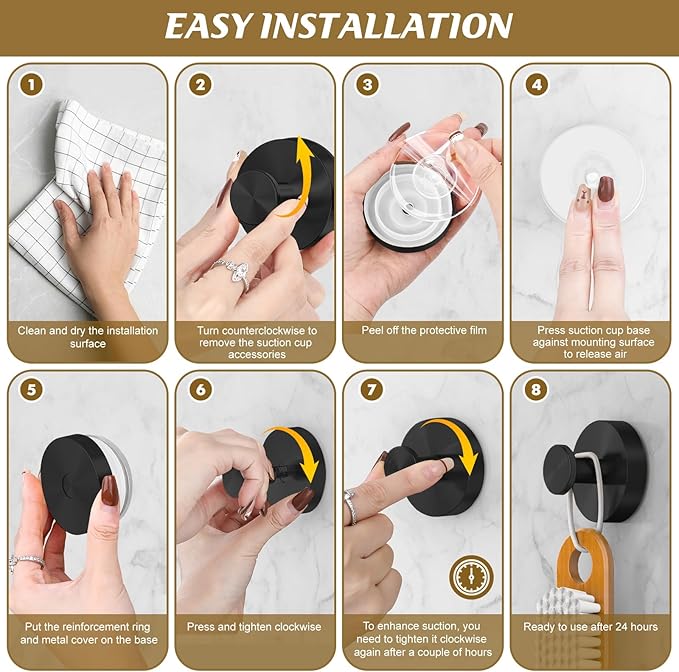 BKV Suction Cup Hooks for Glass Window, Removable Shower Hooks for Inside Shower - Image 5