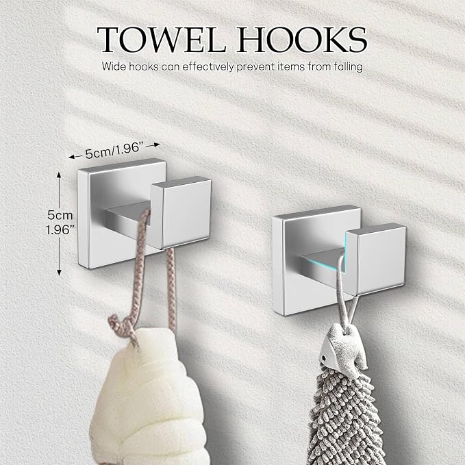 5-Pieces Brushed Nickel Bathroom Hardware Accessories Set, 16 Inch Towel Bar Set - Image 5