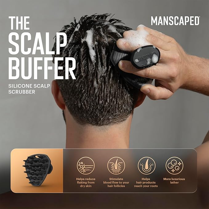 MANSCAPED® The Scalp Buffer Men’s Silicone Head Scrubber – Premium Cleansing & - Image 2