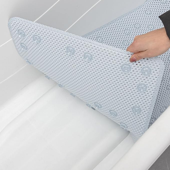 Bathtub Mat Non Slip 36” X 17” Gray Blue Shower Mat Soft Foam Bath Mats - Image 4