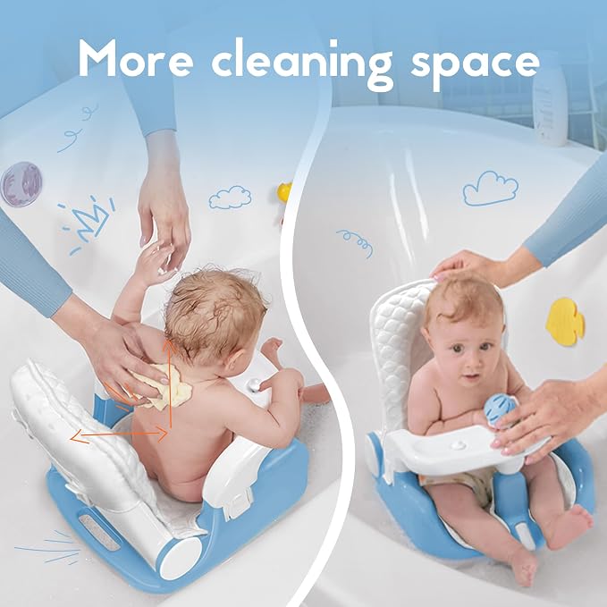 BabyBond Baby Bath Seat with Sitting & Lying 2 Modes, 3-Speed Adjustment - Image 4
