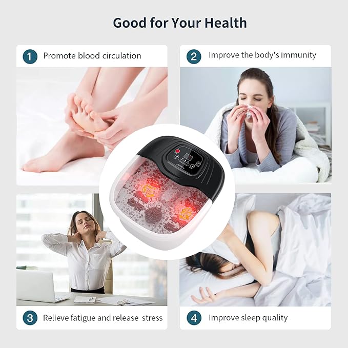 Foot Spa Bath Massager with Heat, Epsom Salt, Vibration and Red Light, Tub - Image 4