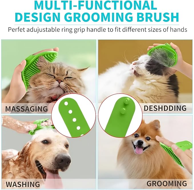 3-Pack Dog Bath Brush with Shampoo Dispenser – Silicone Dog Scrubber - Image 3