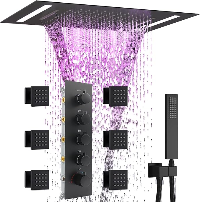 Multi Full Body Thermostatic Luxury Spa Shower System And 14x20 Inch LED 4 by NPYSVSSS