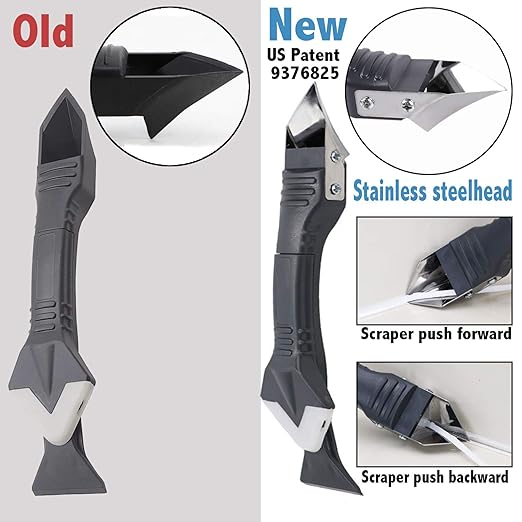 3 in 1 Silicone Caulking Tools（Stainless Steelhead）, Sealant Finishing Tool - Image 2