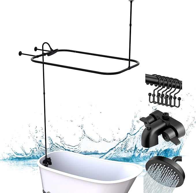 Clawfoot Tub Shower Kit, with Add On Bathcock Diverter Faucet and 48 Inch x 27 by Unknown