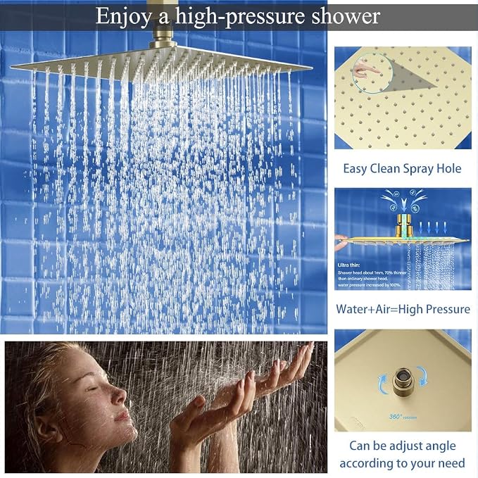 Shower Faucet Set Brushed Gold Shower System, Knob Switch Diverter Shower Faucet - Image 4
