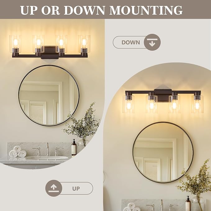4-Light Bathroom Light Fixtures Modern Oil Rubbed Bronze Vanity Lights - Image 5