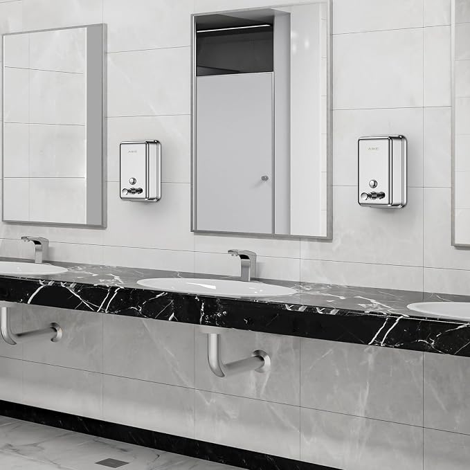 AIKE Polished Stainless Steel Wall Mount Pump Soap Dispenser Polished 34 fl.oz. - Image 5