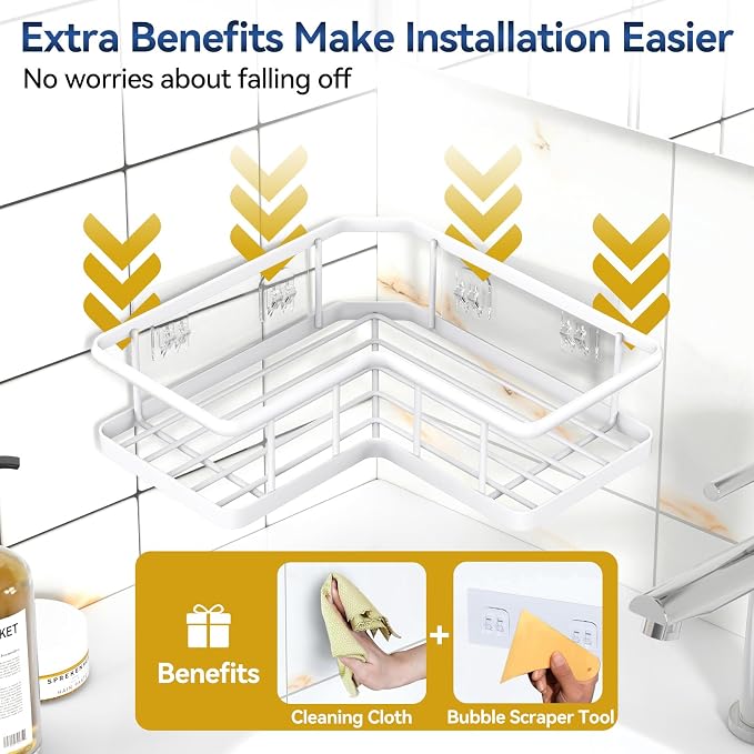 YASONIC Corner Shower Caddy, No Drilling Shower Shelf - Image 4