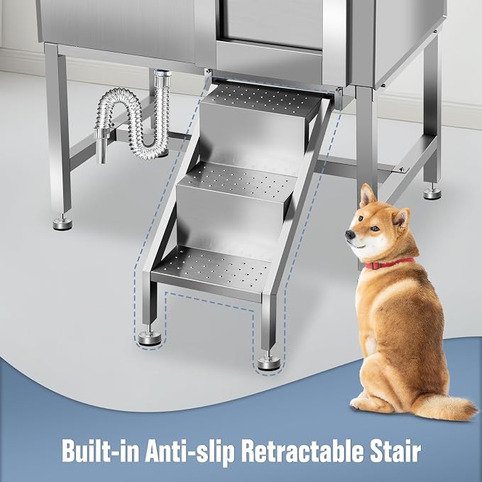38" Dog Washing Station, Professional Stainless Steel Dog Bathing Station - Image 5