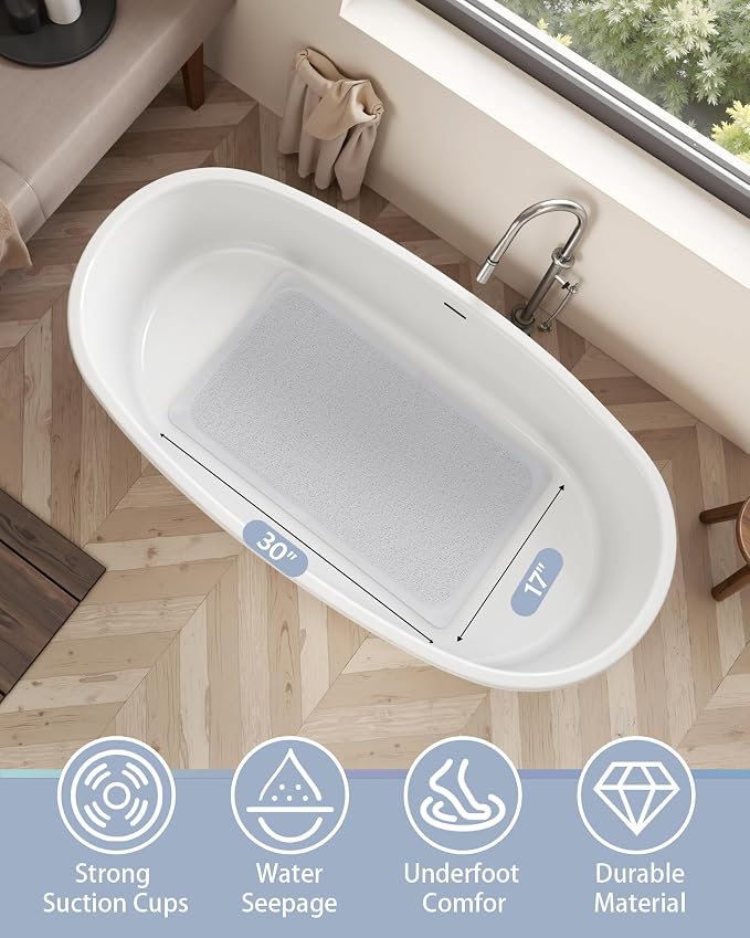 Mecko Non Slip Shower Mats, 17x30 Inch, Anti-Slip Bathtub Mats - Image 2