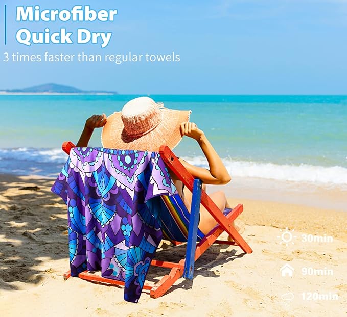 4 Pack Microfiber Thin Lightweight Beach Towel Oversized 71x32 Extra Large Sand - Image 6