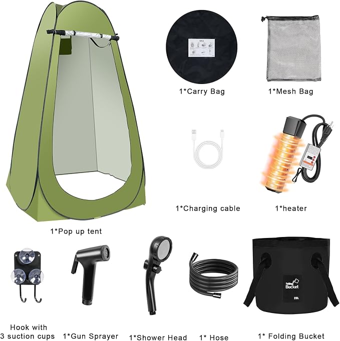 Portable Hot Shower Tent for Camping, Pop Up Privacy Tent - Image 9