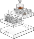 Acrylic Serving Tray Set of 3-16x12 & 7.7x11.4 Inch Clear Luxury Trays by HEAPANY