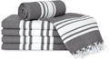 Turkish Cotton Beach Towel Pack of 6 & 1 Boho Tote Bag by Occosa-LuxuryHammamTowels