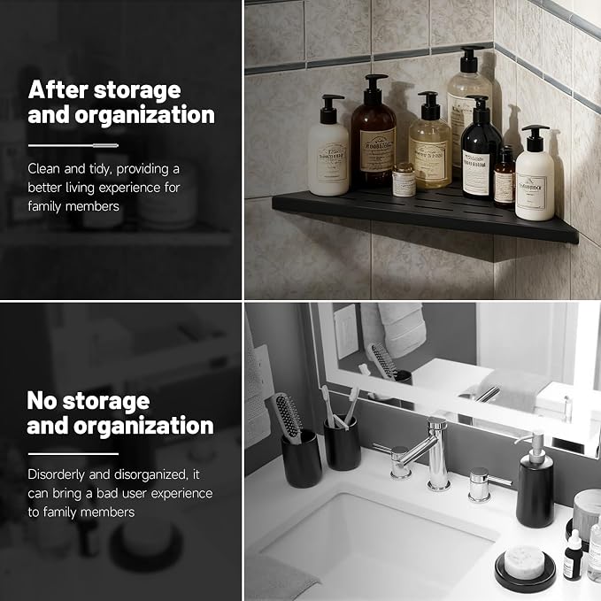 Corner Shower Shelves 10" Matte Black, 2 Pack 304 Stainless Steel Shower Corner - Image 9