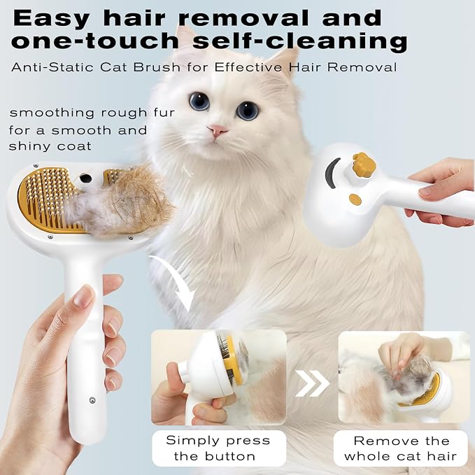 Pet Steam Brush for Dog & Cat – 3-in-1 Spray Hair Removal Comb for Shedding & - Image 8