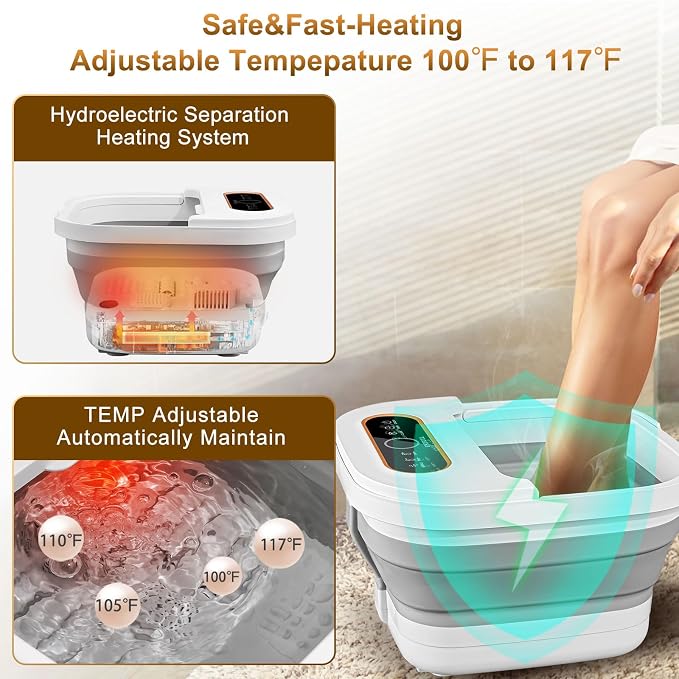 Collapsible Foot Spa Bath with Heat, Touch Screen, Remote Control, Massage - Image 4
