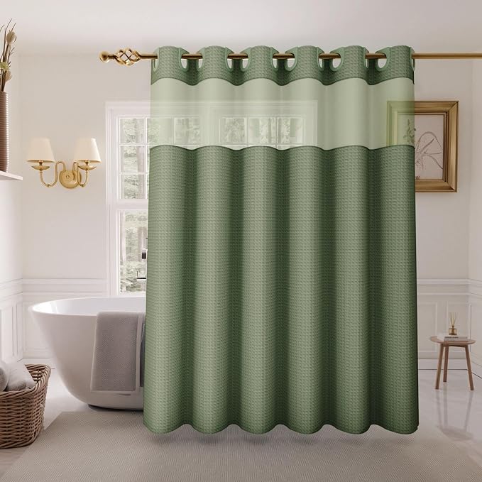 Inhousolu No Hook Shower Curtain by INHOUSOLUHOMEDECOR