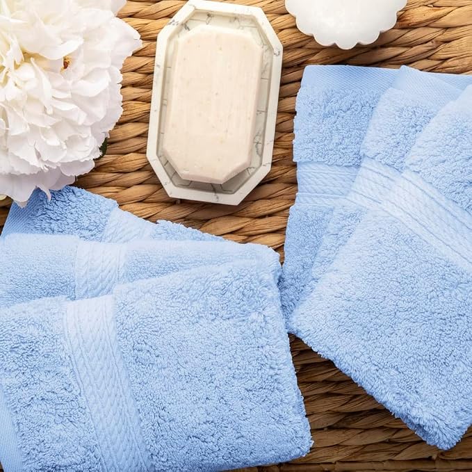 Superior Egyptian Cotton Pile Face Towel/Washcloth Set of 6, Ultra Soft Luxury - Image 8