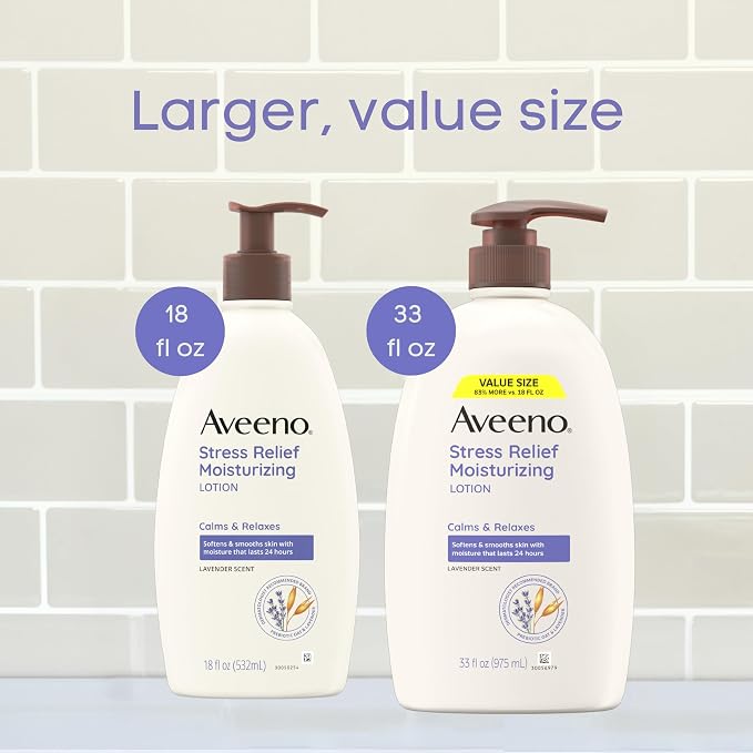 Aveeno Stress Relief Moisturizing Body Lotion 33 Fl Oz, Lavender Scent - Image 2