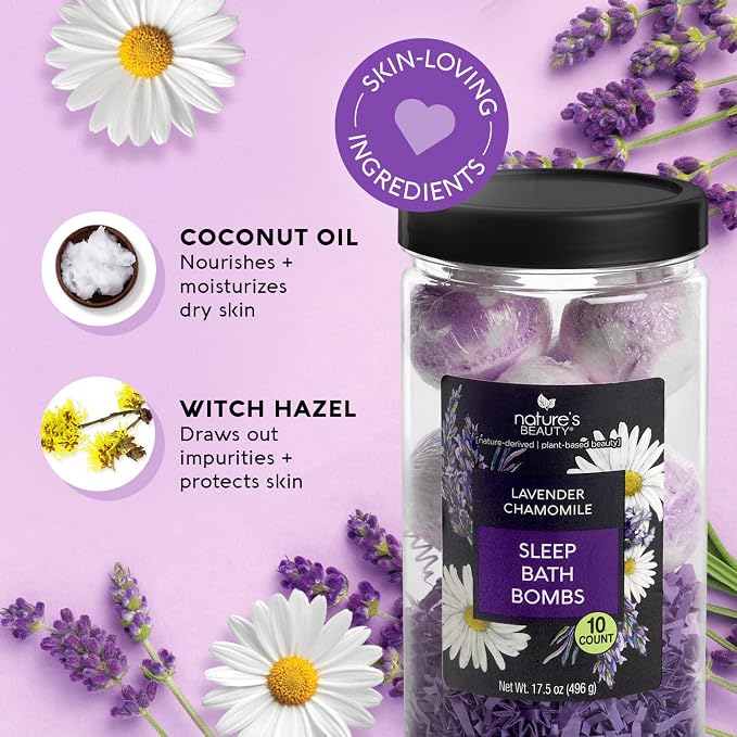 Nature's Beauty Lavender Chamomile Sleep Bath Bomb Gift Set Multi-Pack- Luxury - Image 2