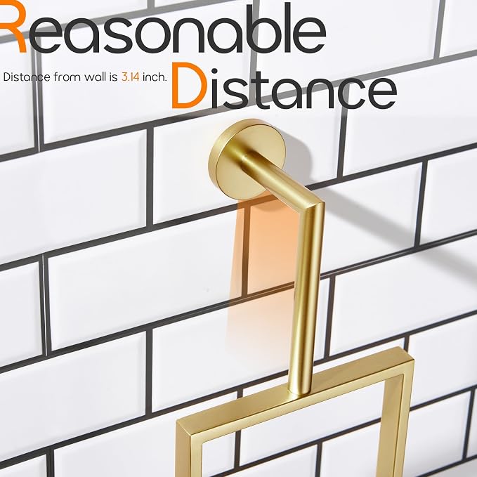 Towel Rings for Bathroom Wall Mounted Vertical Towel Rack Brushed Gold - Image 5